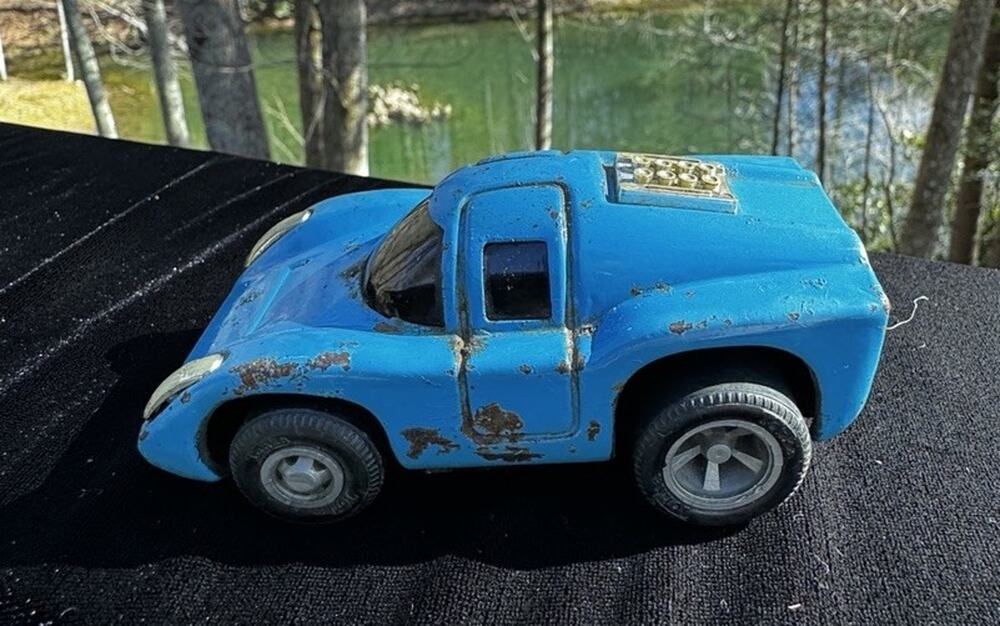 Vintage Tonka Friction Coyote Ferrari Blue Pressed Steel Car #6 - Japan -A19